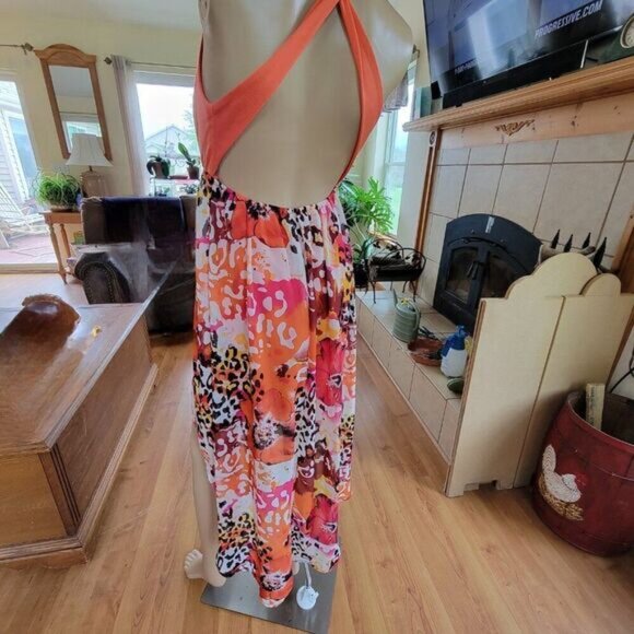 Summer Dress No Boundaries 7-9 Junior halter floral Criss-cross padded hi-low - Picture 7 of 10